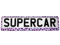 1X PURPLE LEOPARD ANIMAL PRINT Number Plate Surround Holder for CAR VAN TUNING