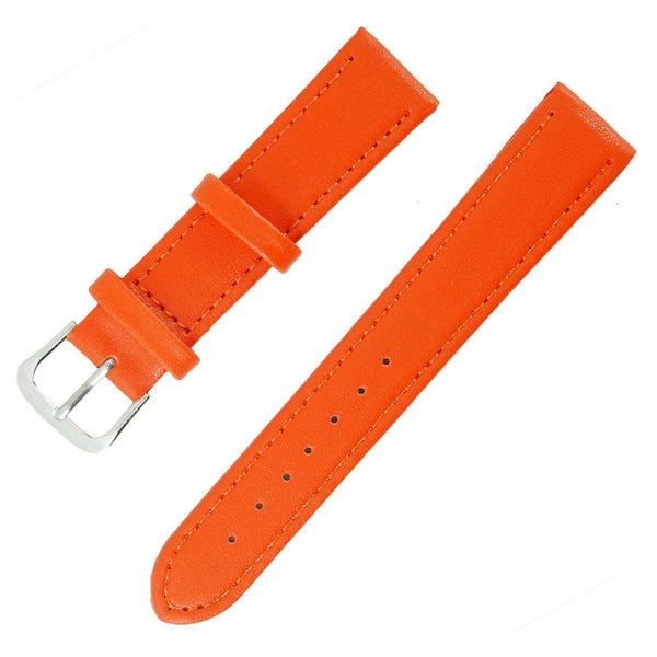 1x Orange Color Mens Ladies High Quality Soft Leather Watch Slim Band Strap 18mm