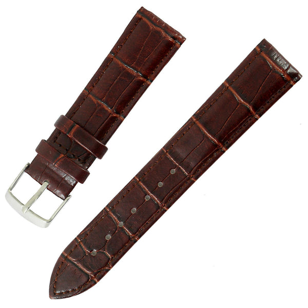 1x Brown Crocodile Alligator Grain Leather Premium Quality Band Watch Strap 20mm