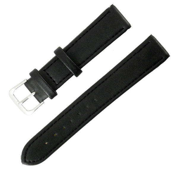 1x Black Color Mens Ladies High Quality Soft Leather Watch Slim Band Strap 22mm