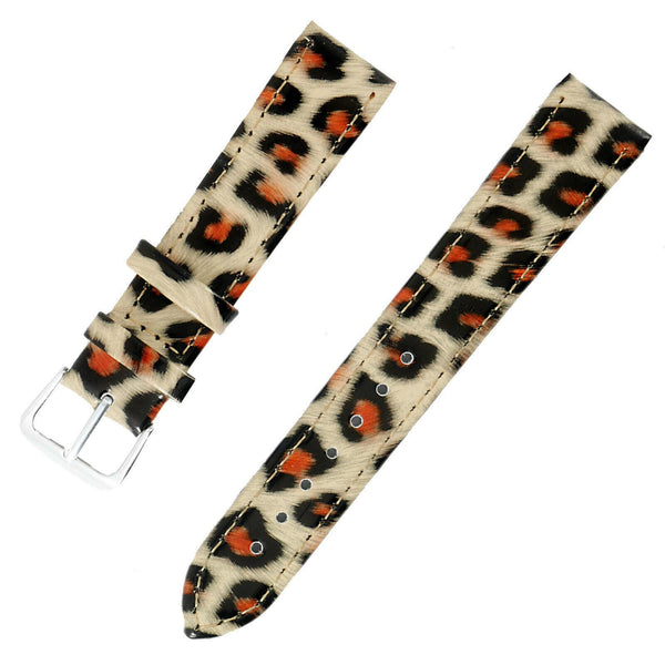 1x Leopard Animal Print High Quality Soft Leather Watch Slim Band Strap 18mm