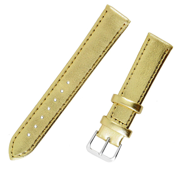 1x Gold Color Mens Ladies High Quality Soft Leather Watch Slim Band Strap 18mm