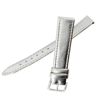 1x Silver Chrome Men Ladies High Quality Soft Leather Watch Slim Band Strap 18mm