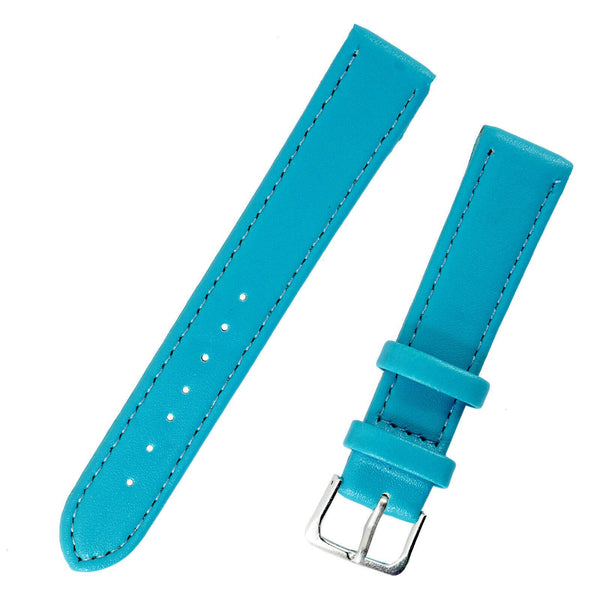 1x Blue Color Mens Ladies High Quality Soft Leather Watch Slim Band Strap 22mm