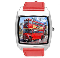 TAPORT? RED Leather Square DIAL Watch for London Bus Fans