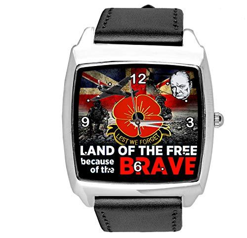 Black Leather Square DIAL Watch for British Soldiers Fans
