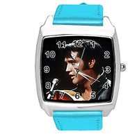 Blue Leather Square Watch for Rock and ROLL Fans E4