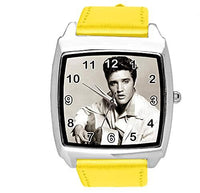 Yellow Leather Square Watch for Rock and ROLL Fans E3