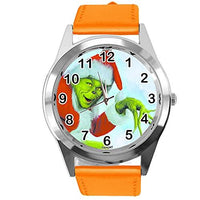 TAPORT Orange Leather Round Quartz Watch for Christmas Fans E2