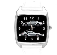 TAPORT White Leather Quartz Square Watch for Sport Cars Fans E1