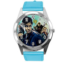 Blue Leather Round Quartz Watch for Wizards Fans E3