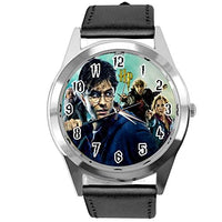 Black Leather Round Quartz Watch for Wizards Fans E3