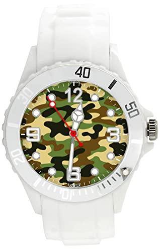 TAPORT White Silicone Quartz Watch for Fans of Army