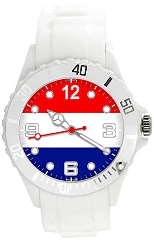 White Silicone Quartz Watch Netherlands Flag Holland Amsterdam