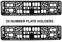 2x WORLD RALLY 3d TUNING Car Reg License Number Plate Surround Holder Frame