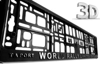 2x WORLD RALLY 3d TUNING Car Reg License Number Plate Surround Holder Frame