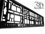 2x WORLD RALLY 3d TUNING Car Reg License Number Plate Surround Holder Frame
