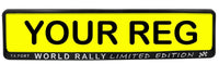 2x WORLD RALLY 3d TUNING Car Reg License Number Plate Surround Holder Frame