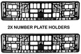 2x SUPERCAR RACING 3d TUNING Car Reg License Number Plate Surround Holder Frame