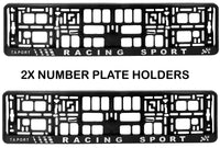 2x RACING SPORT 3d TUNING Car Reg License Number Plate Surround Holder Frame
