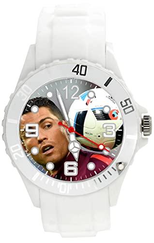 White Silicone Quartz Watch for Football Fans