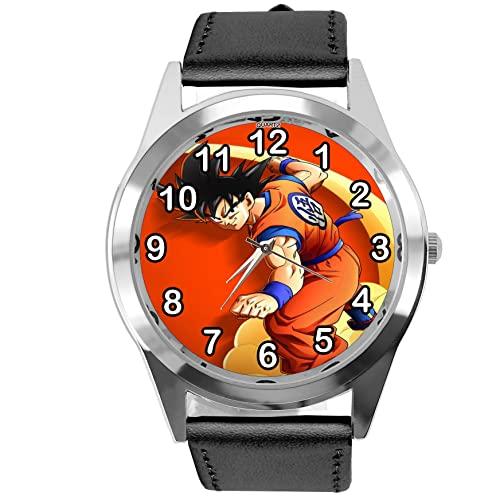 Black Leather Round Watch for Anime Fighters Fans