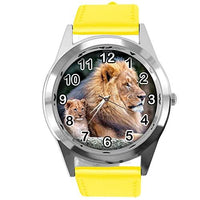 TAPORT Yellow Leather Round Watch for Lion Fans