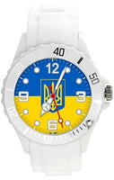 White Silicone Round Watch for Ukraine Fans