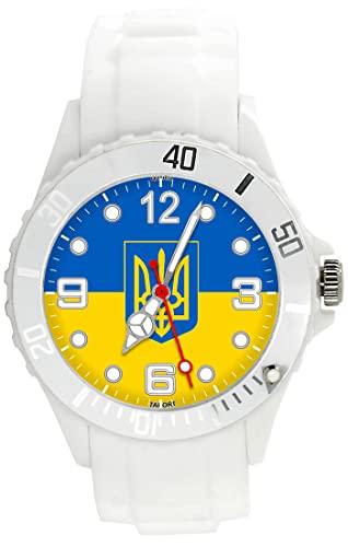 White Silicone Round Watch for Ukraine Fans