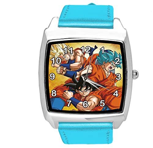 Blue Leather Square Watch for Anime Fighters Fans