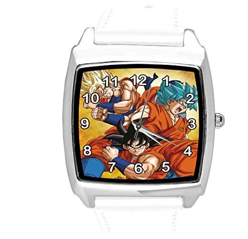 White Leather Square Watch for Anime Fighters Fans