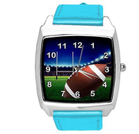 Blue Leather Square Watch for Rugby Fans