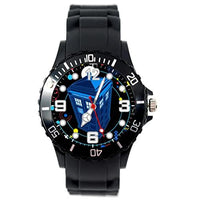 Black Silicone Round Watch for Sci Fi Fans