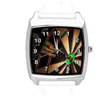 White Leather Square Watch for Darts Fans
