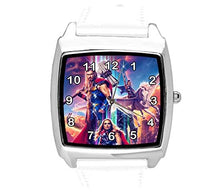 White Leather Square Watch for Fantasy Fans