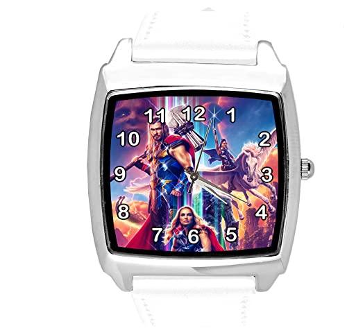 White Leather Square Watch for Fantasy Fans