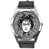 Black Leather Round Watch for Fans of Fashion