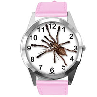Baby Pink Leather Round Watch for Fans of Spider