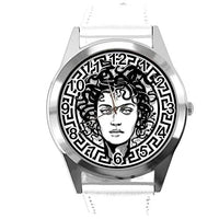 White Leather Round Watch for Fans of Fashion