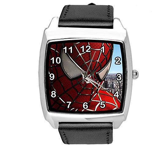 Black Leather Square Watch for Fans of Superheroes e1