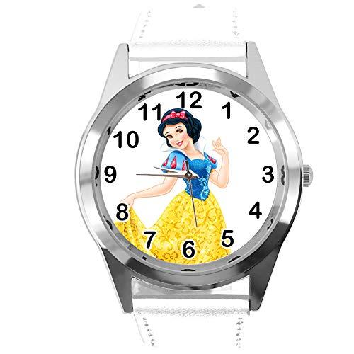 White Leather Round Watch for Fans of Princess