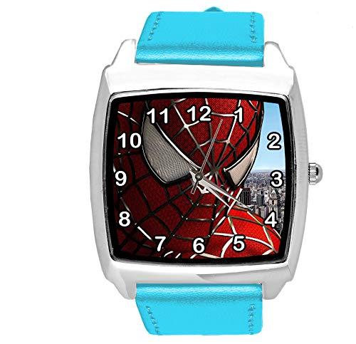 Blue Leather Square Watch for Fans of Superheroes e1