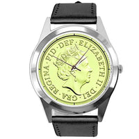 Black Leather Round Watch for Fans of Queen