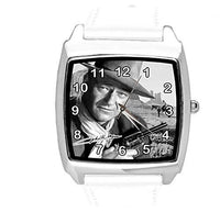 White Leather Square Watch for Fans of Western Movies