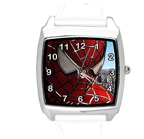 White Leather Square Watch for Fans of Superheroes e1