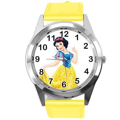 Yellow Leather Round Watch for Fans of Princess