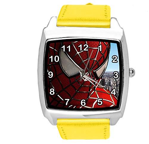 Yellow Leather Square Watch for Fans of Superheroes e1