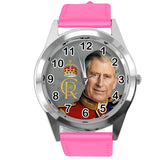 Hot Pink Leather Round Watch for Fans of King