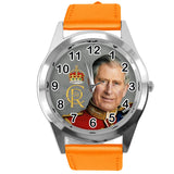 Orange Leather Round Watch for Fans of King
