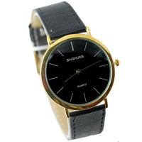 GENTS CLASSIC BUSINESS BLACK DIAL DESIGN BLACK BAND GOLD STAINLESS STEEL WATCH